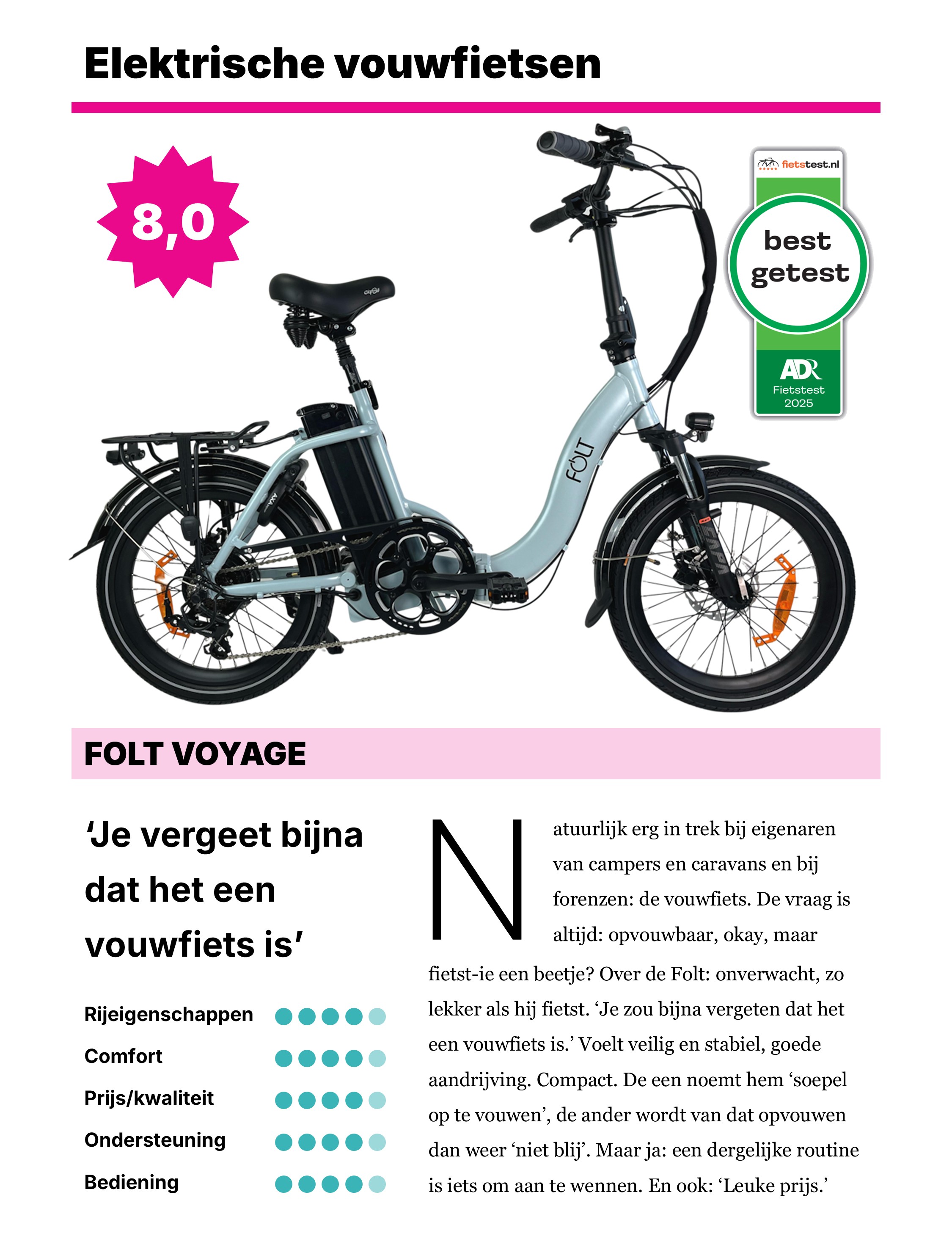 AD Fietstest article featuring FOLT Voyage